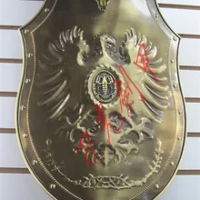 S2910 средневековый античный чистый матовый латунный Тотем Орел щит W ручка 14," X 21,7"