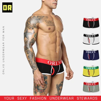 

ORLVS Men Underwear Gay Boxer Sexy Short Cotton Cuecas Boxers Breathable Mens Boxers Shorts Gay Underwear Male Underpants