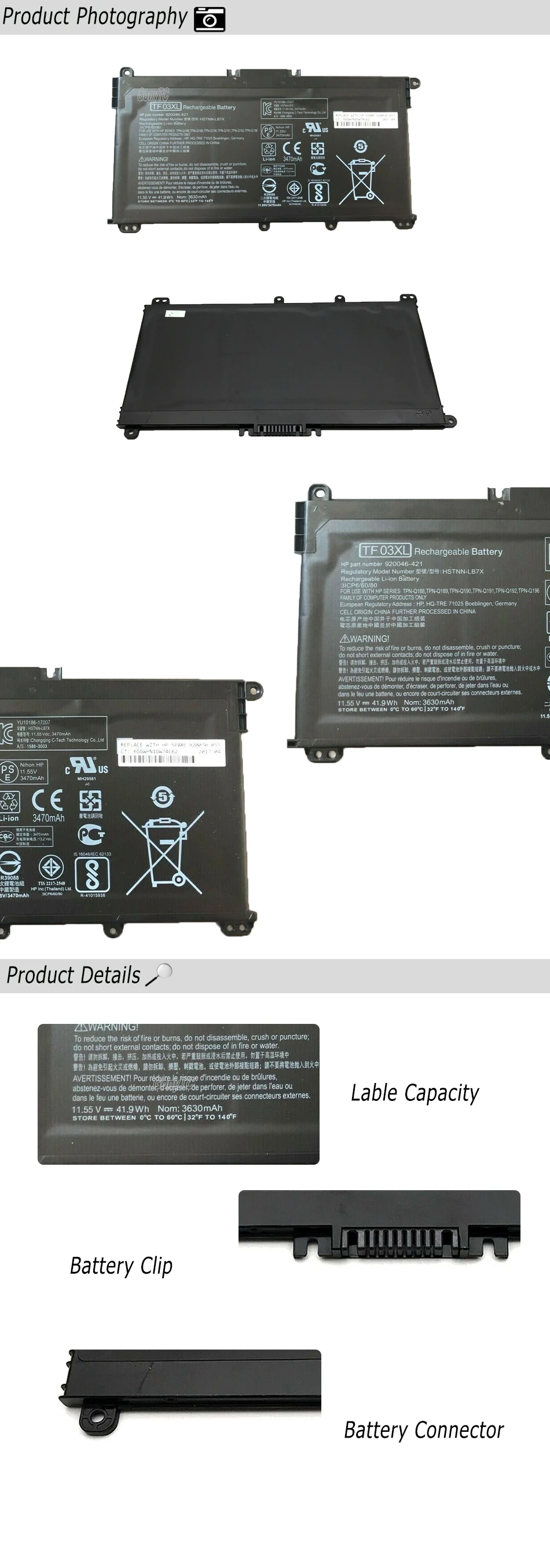 TF03XL аккумуляторная батареядля ноутбука hp 14-bf 15-CC TPN-C131 HSTNN-LB7X HSTNN-LB7J HSTNN-UB7J HSTNN-IB7Y 920070-855 920046-421