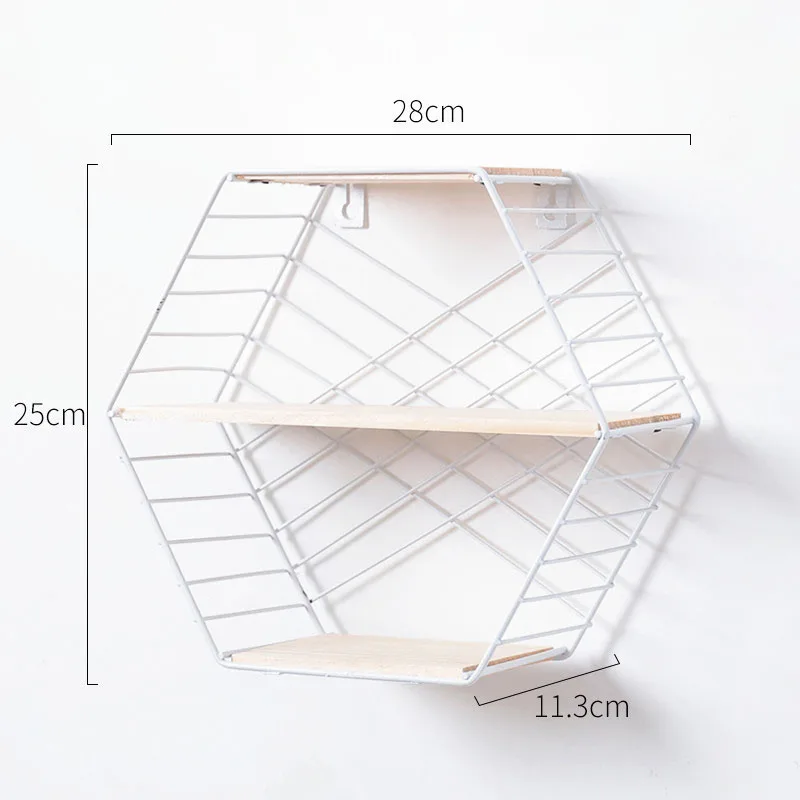 Шестигранная Полка Металлический Настенный декор плавающая полка Современная Настенная подвесная Скандинавская полка геометрическая фигура художественная декоративная стена полка - Цвет: White