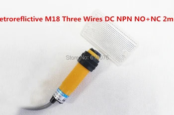 

5Pcs Retroreflictive M18 Three Wires DC NPN NO+NC 2m Detection Distance Photoelectric Sensor Optical Sensor E3F-R2N12