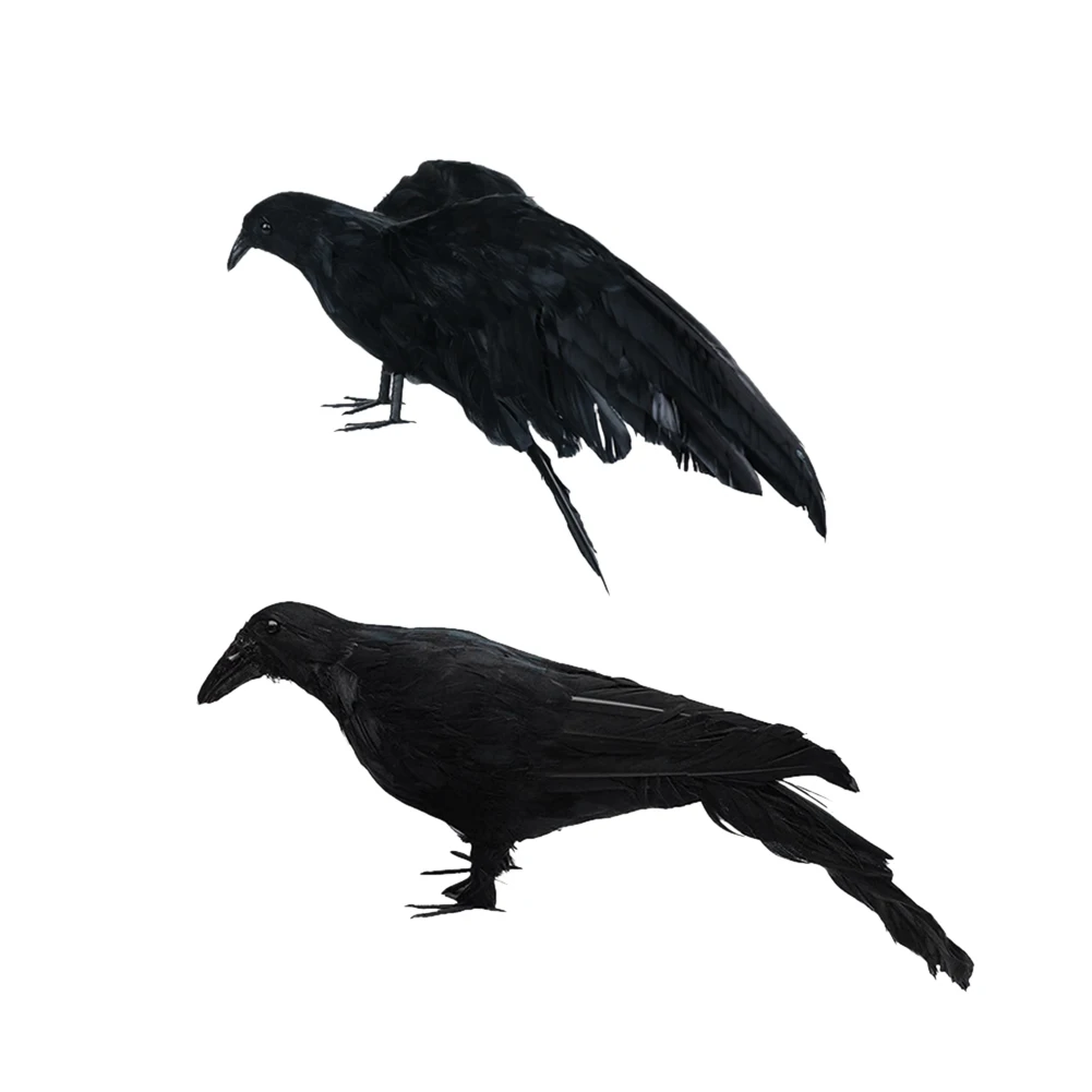 

2pcs Black Plastic Crow Hunting Decoys Garden Bird Deter Scarer Scarecrow Mice Pest Control Deterrent Garden Halloween Decor