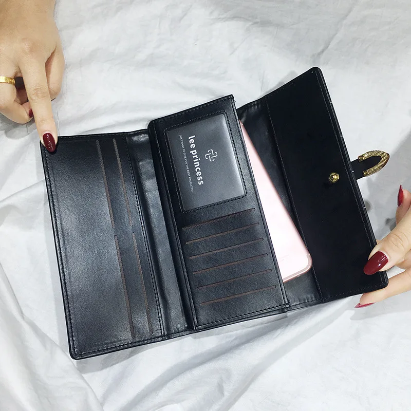 Женский бумажник на застежке портмоне, длинный рельефный квадратный телефон сумка два раза кошелек держатель карты Женский кошелек для девушек Дамы