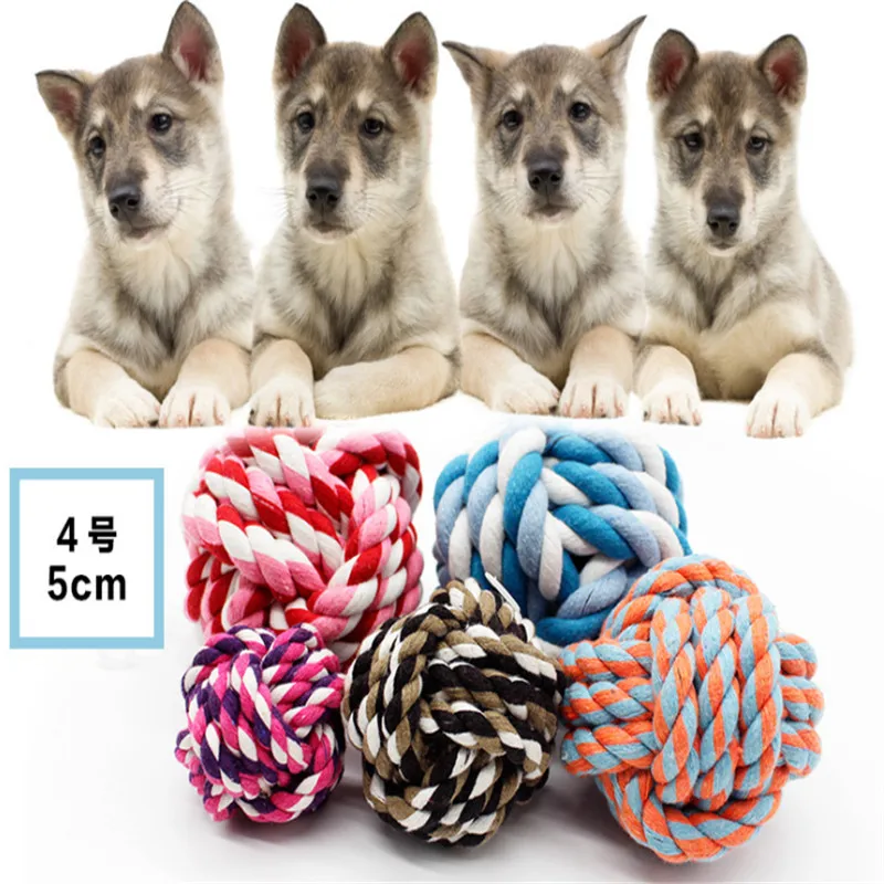 

Funny Cotton rope Dog Toy Baby Dog Cat Toys 5 CM Rainbow Durable Cotton rope Play Balls For Pets Toys drop shipping