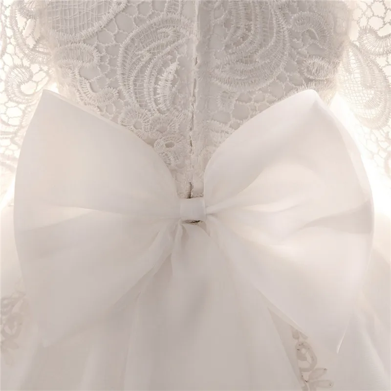 Белое кружевное платье на крестины для маленьких девочек; вечерние платья для крещения для маленьких девочек; платье для первого дня рождения для маленьких От 1 до 2 лет; Vestido