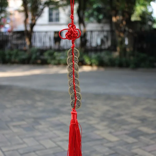 

1PC Chinese Traditional Feng Shui Mascot Ancient 8 Coins Home Car Decoration Hanger For Fortune Wealth Health Lucky Copper Coin