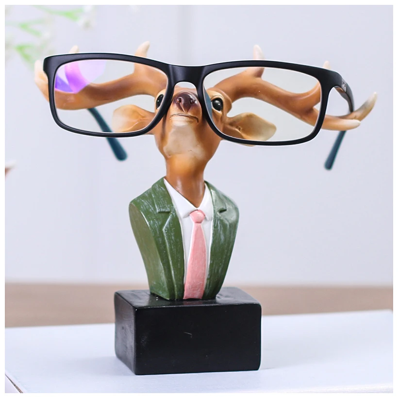 Original Design Green Deer Glasses Stand Handmade Resin Craft Lovely Eyeglass Sunglasses Holder