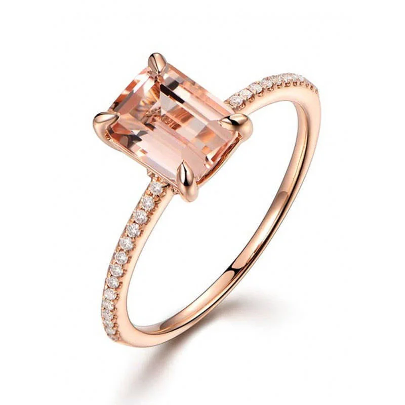 2 шт кольцо/Набор Розовое золото заполненный Белый Кристалл Циркон Обручальное кольцо для женщин
