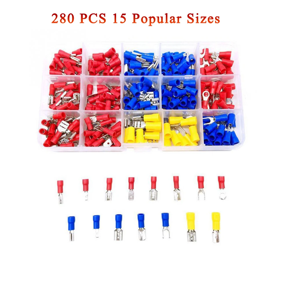 20Pcs 12-10Gauge Insulated Wire Connectors M6 Fork Spade Yellow Crimp Terminals