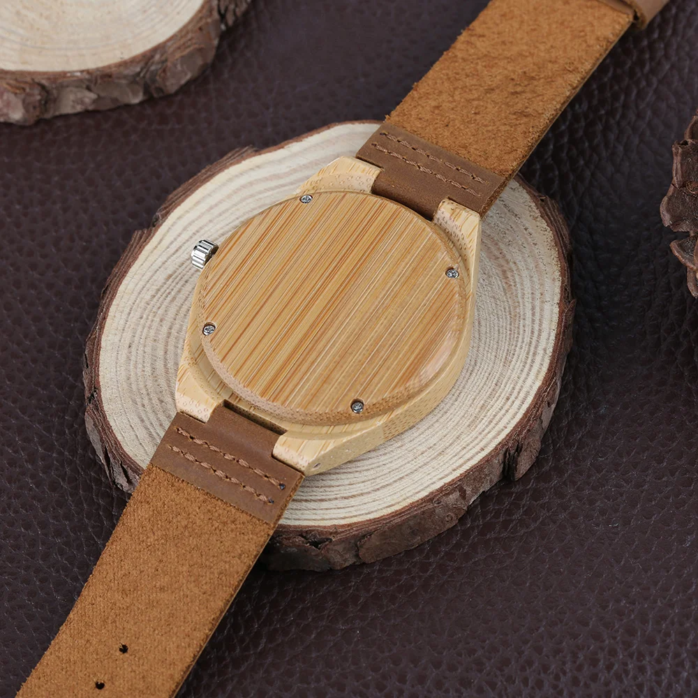 Carving Life Tree Wooden Watch Men Casual Nature Bamboo Wood Quartz Clock Genuine Leather Band Strap Modern Timber Wrist Watch (12)