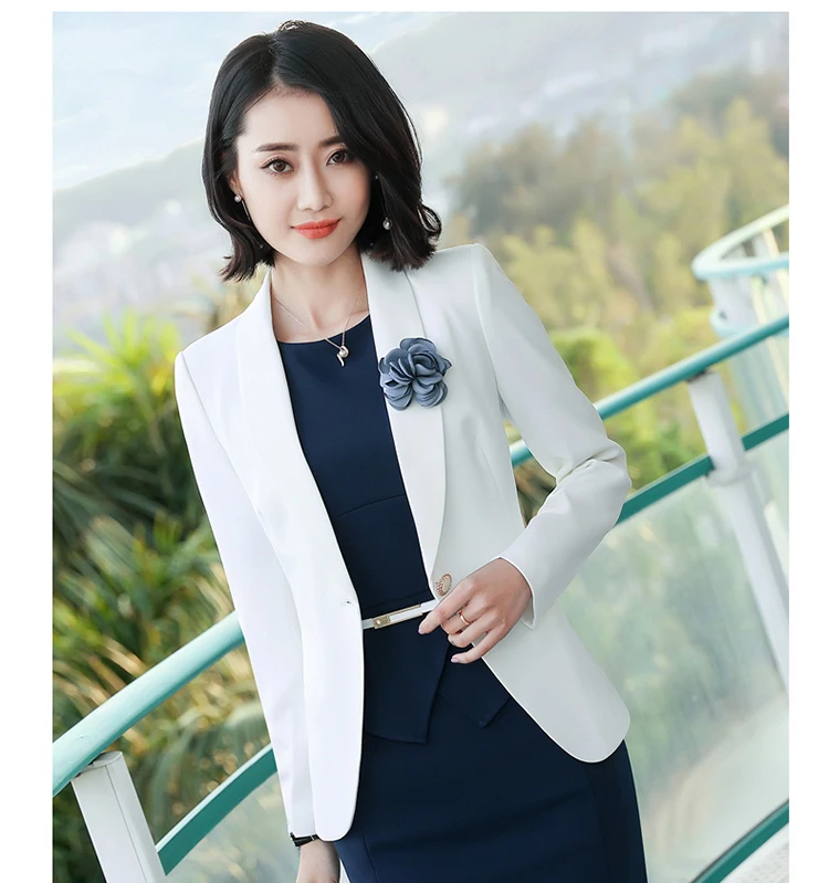 Office Ladies Dress Suit Long Sleeve Blazer Set For Businesss Women Formal 2 Piece Set Jackets and Dress Work Wear Dresses Suits