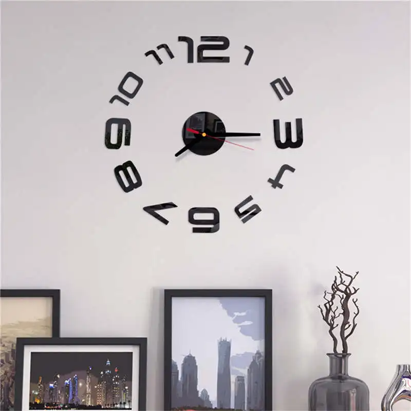 

40cm Self-adhesive Silver Gold DIY 3D Removable Wall Stickers Kids Nursery Home Decor Mural Art Funny DIY Silent Clock 19Apr1