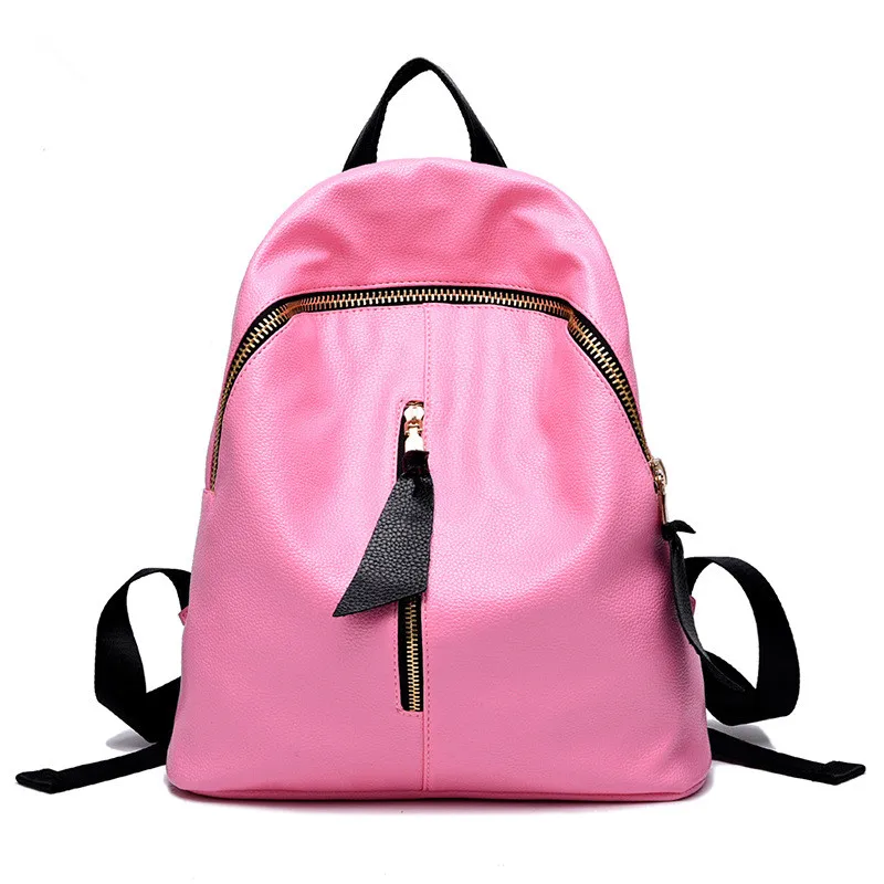 Mochilas простой в Корейском стиле Модный повседневный женский рюкзак. Школьный рюкзак из искусственной кожи высокого качества для колледжа - Цвет: pink