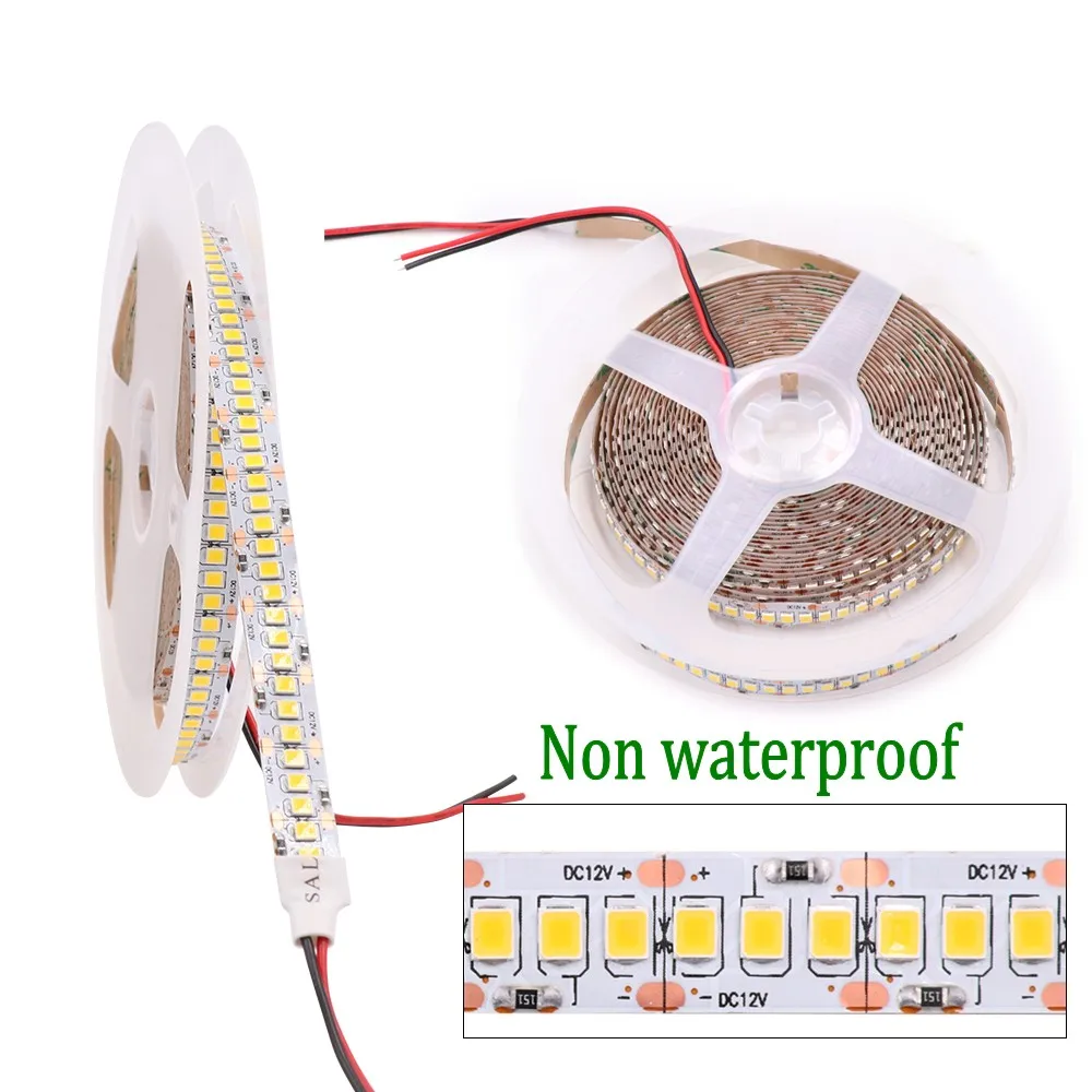 Светодиодная лента, 5 м, 2835 SMD DC 12 В, 240 светодиодов/м, 300/600/1200 светодиодов, Водонепроницаемая IP65 гибкая лента, Светодиодная лента, холодный тепл... ► Фото 2/5