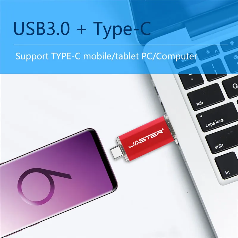 JASTER type-C OTG флеш-накопитель USB 3,0 64 ГБ 32 ГБ 16 ГБ флеш-накопитель смартфон память Мини USB карта type-C 3,1 двойной разъем