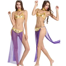 Сексуальное женское белье, сексуальные костюмы, ночное белье, танец живота, Трехточечное фиолетовое платье, женская пижама, косплей, экзотическое сексуальное нижнее белье