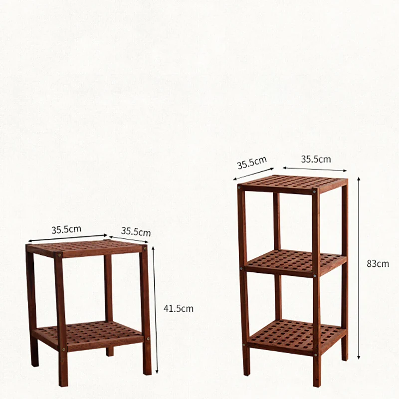 

2019 Multi-functional Indoor Square Flower Rack Solid Wood Bamboo Living Room Bookshelf Multi-layer Iron Balcony Decoration