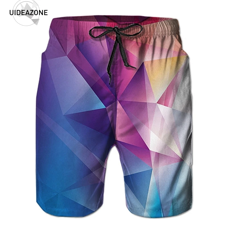 Новые летние повседневные шорты мужские блоки 3D спортивные штаны эластичные свободные брюки Korte Broek Mannen Мужская пляжная одежда