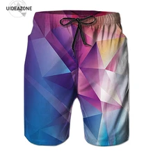 Новые летние повседневные шорты мужские блоки 3D спортивные штаны эластичные свободные брюки Korte Broek Mannen Мужская пляжная одежда