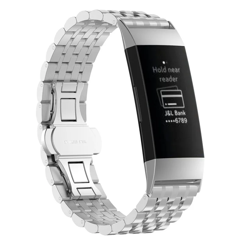 Metal Bands for Fitbit Charge 3 & Charge 3 SE Band Premium Stainless Steel Metal Band Strap Wristband for Women Men 10.25 (1)