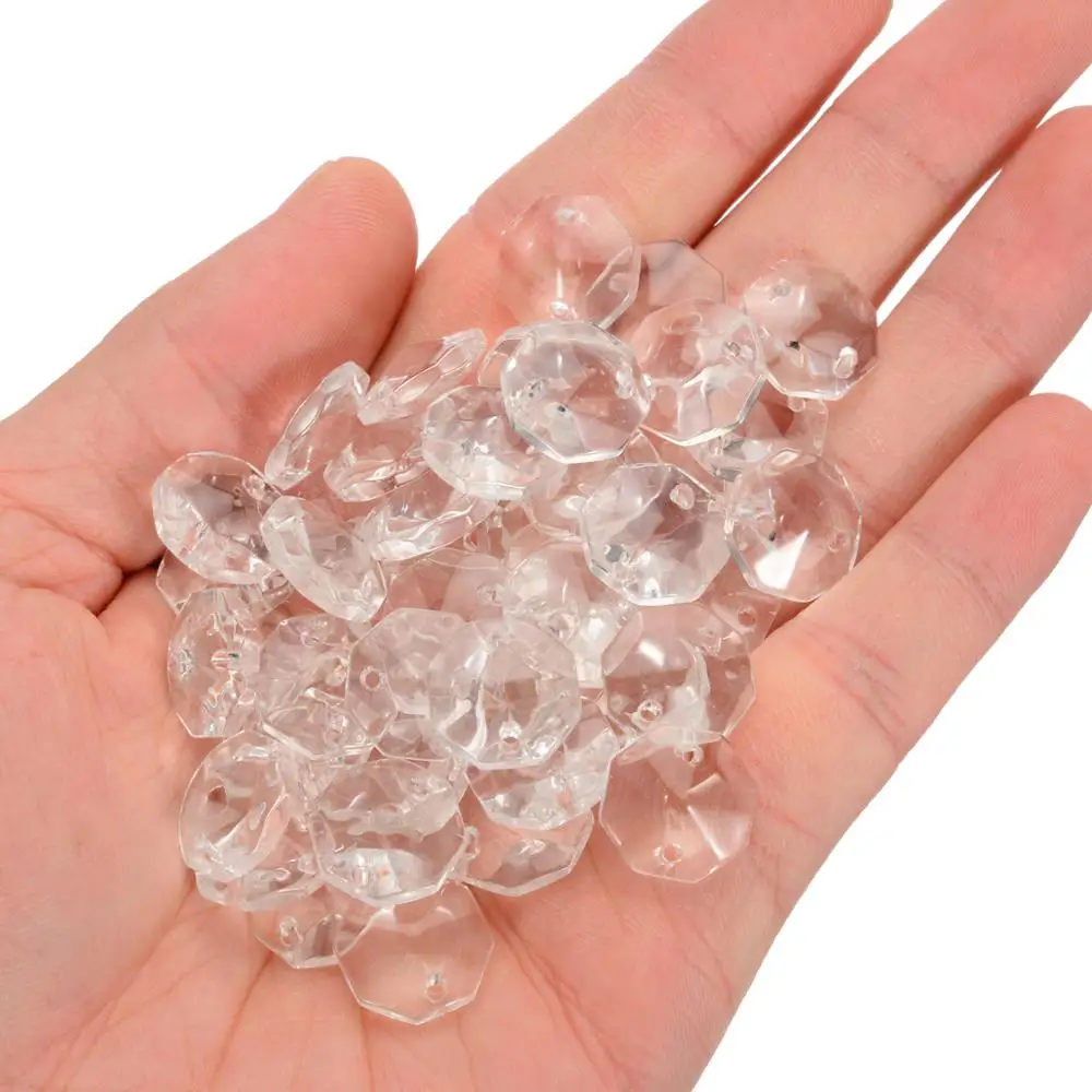 

50PCS/lot 14mm Luster Crystal Glass Beads Clear Crystal Glass Octagonal Beads Hanging Pendant for Curtain Window Home Decoration