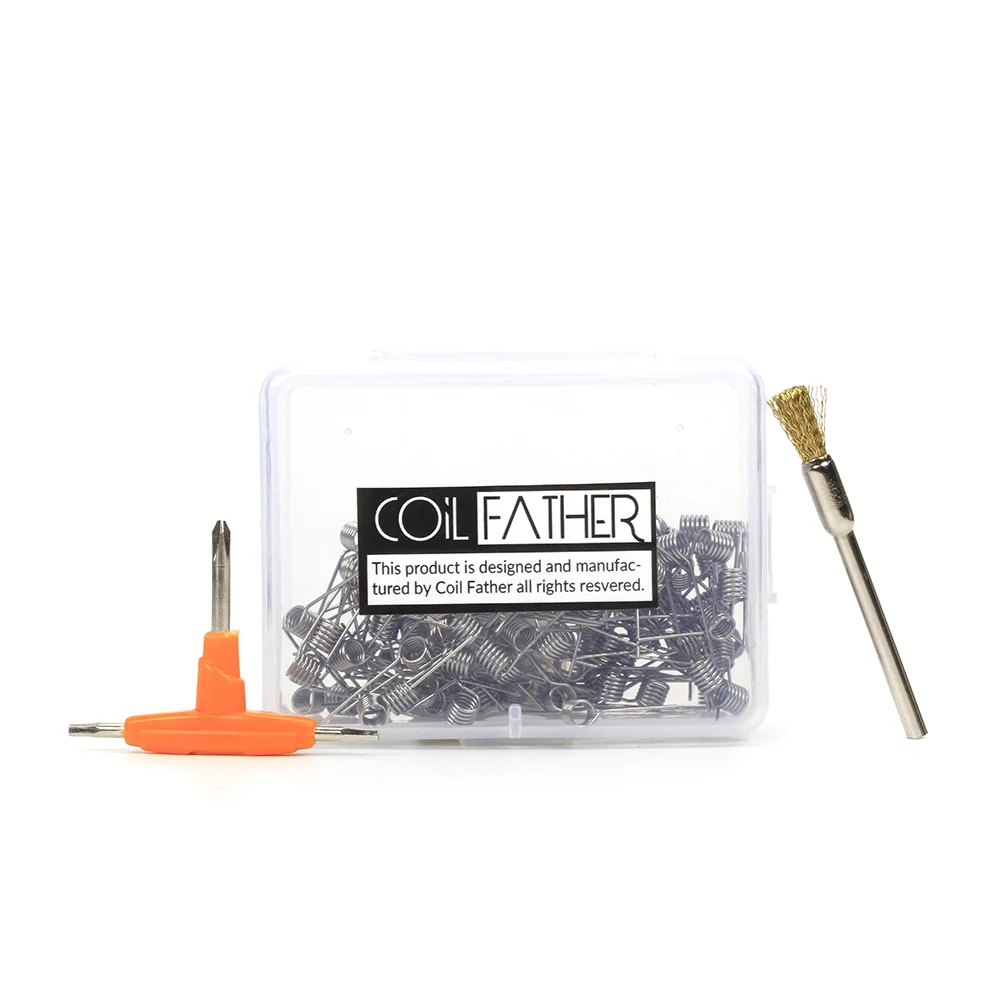

Coil Father 100pcs A1 T-Screwdrive Metal Coil Brusher Premade Coil Heads for Electronic Cigarette Box Mod Vape Tool RDA RTA Tank