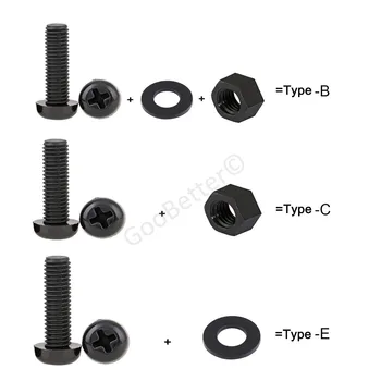 

M4 Black Round Nylon Cross Recessed Pan Head Screws Plastic Phillips Screw+Nut+Flat Washer Kit Set Length 6-30mm