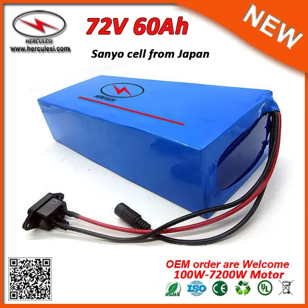 Deep Cycle 7000W Electric Bicycle Battery 72V Lithium Battery Pack 72V