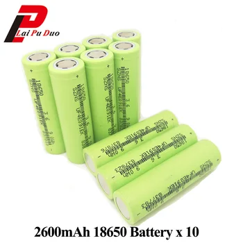 

18650 Battery 3.6V 2600mAh Li-ion Rechargeable Batteria Cell ICR18650 For Laptop Power Bank 10 Pieces Included