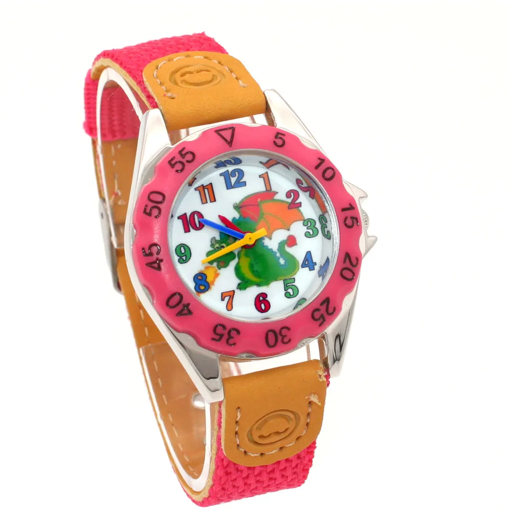 Детские часы Высокое качество Дети подарок для мальчиков и девочек ткань ремень обучающий студент наручные U86A - Цвет: ROSE