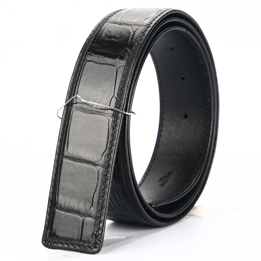 

[BATOORAP] 2017 Real High Quality Men Belt Crocodile leather Belts Luxury Brand Designer Belts Black