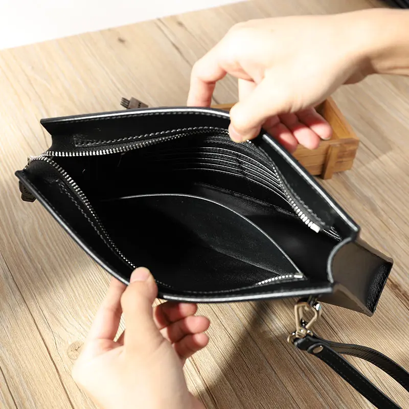 

Original men's clutch bag casual envelope Baotou layer cowhide large capacity retro clutch bag manual diy material