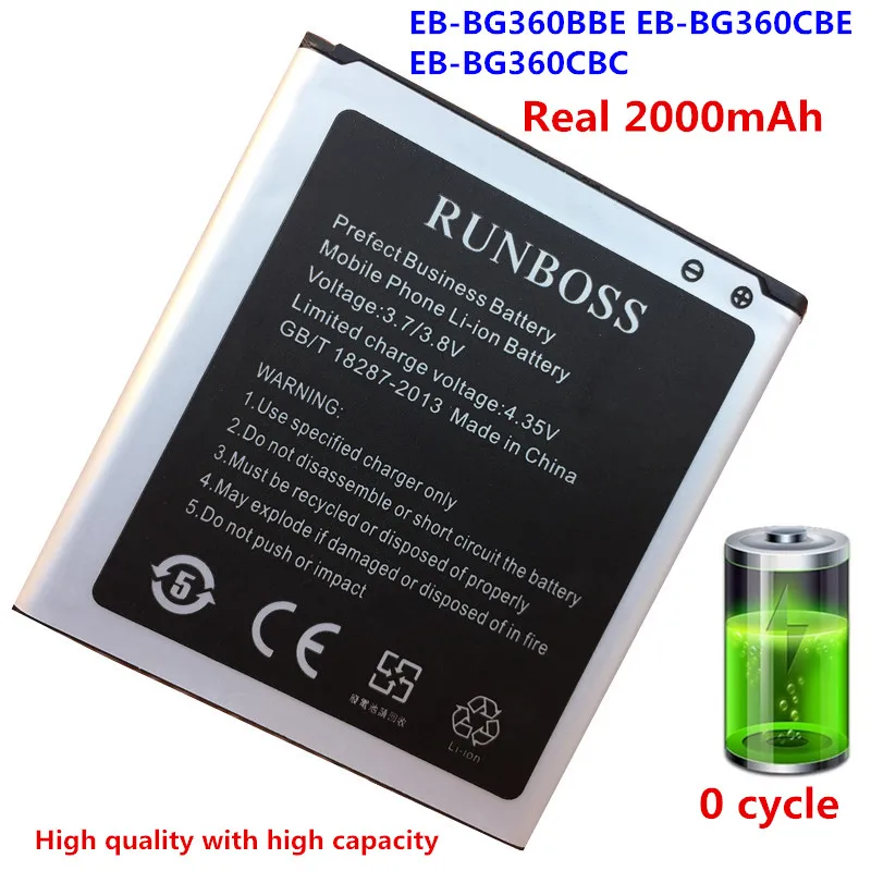 

Real 2000mAh High Quality Mobile Phone Battery EB-BG360CBC For Samsung J2 SM-G360 G3606 G3608 G3609 G360BT G361 J200F/DS