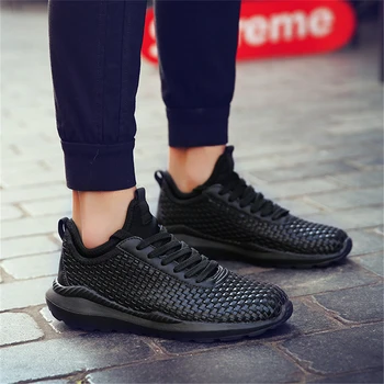 

Pop Men New Fashion Weaving Boots Comfortable Trend Men Shoes Plus Size 67 Adulte Ultralight Casual Shoes Chaussures Pour Hommes