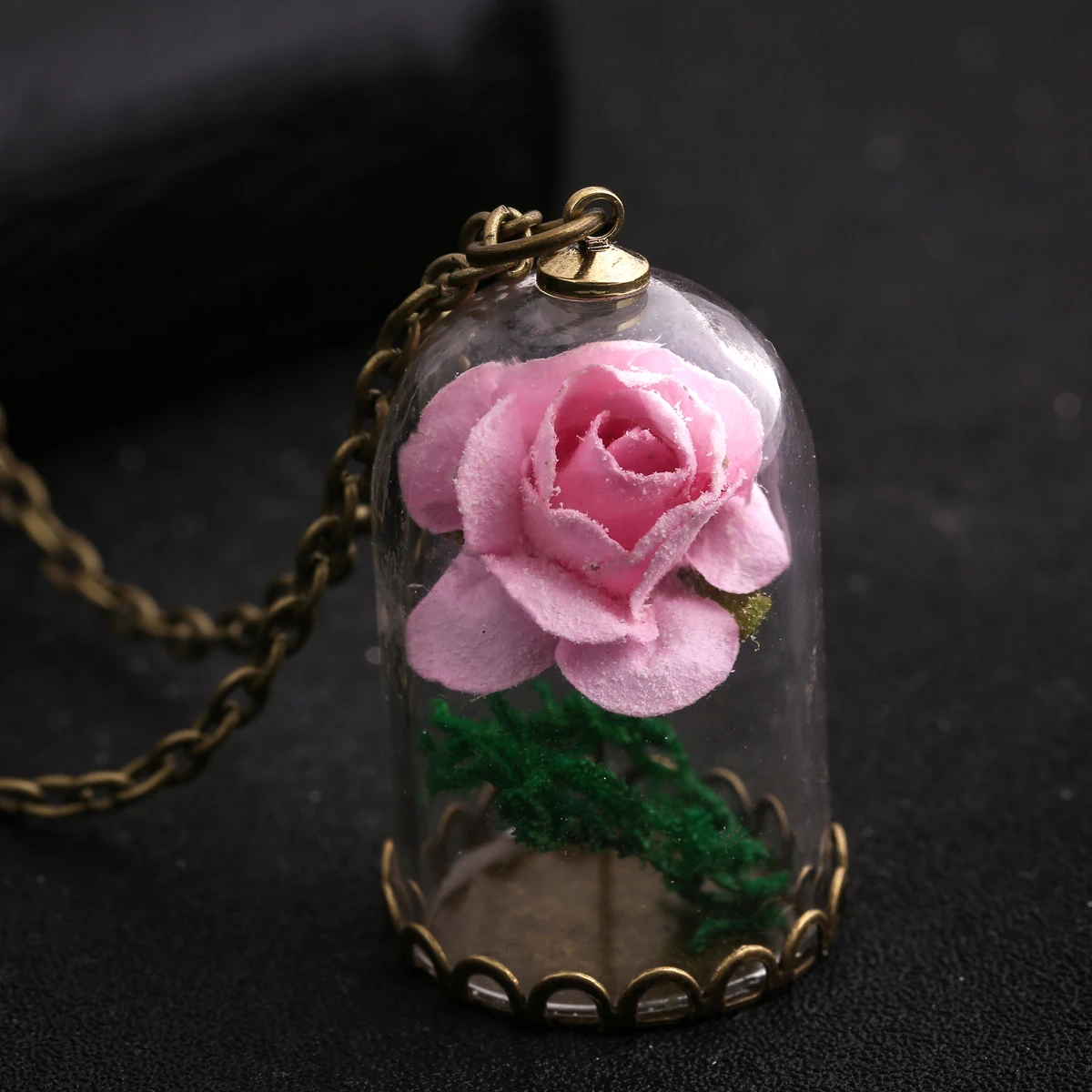 

Antique Gold Chain Long Necklace Shellhard Retro Luminous Wishing Bottle Glow In The Dark Flower Pendant Necklace Charm Jewelry