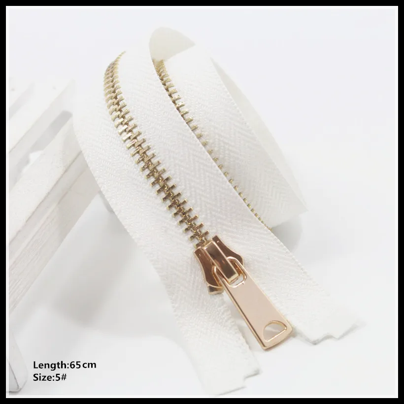 High quality 65cm 5 2pcs/lot white Metal Zipper for Sewing zip Garment