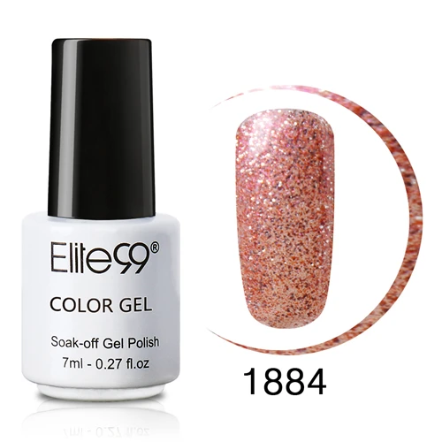R-1884 Glitter Pink Elite99 7 мл великолепный цвет лак для ногтей верхнее покрытие основа под лак искусство УФ светодиодный УФ гель лак Устойчивый лак для ногтей гель лак - Цвет: R-1884 Glitter Pink