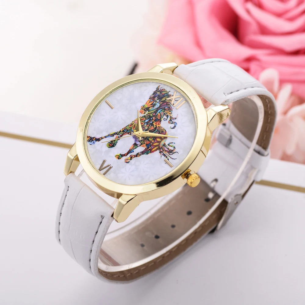 

Women Causal Dress Sport Watches Ladies Elegant PU Leather Band Quartz Horse Wrist Watch relogios feminino Clock Hours