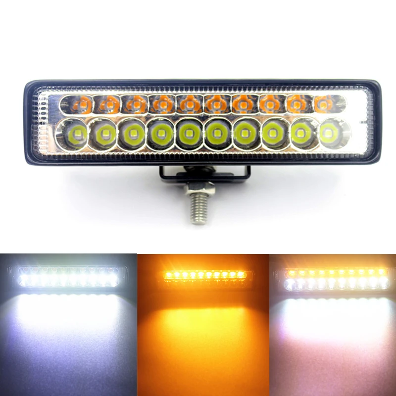 20w Led Light Bar Yellow White Warning Fog Lamp For Suv Atv Offroad