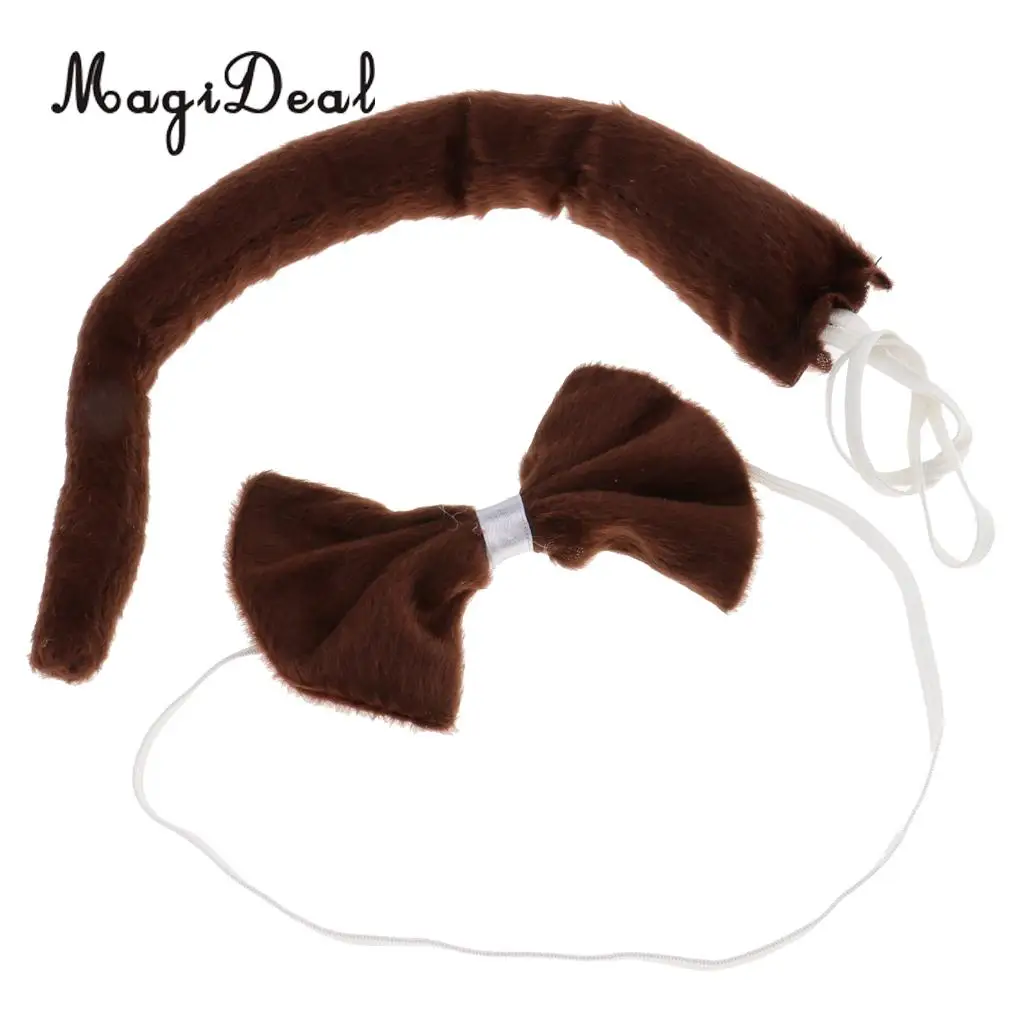 MagiDeal 5 Pieces Monkey Headband Bow Tie Tail Paws Tutu Skirt Cosplay Fancy Dress Up Set Photo Prop