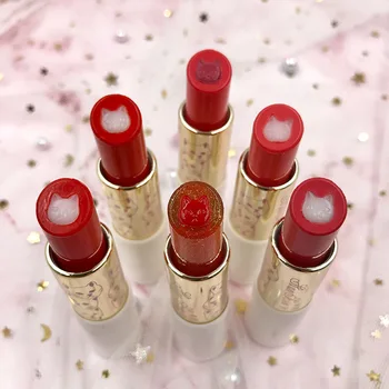 

Brand Cute Cat Print Lipstick Korean Makeup Moisturizing Nourishing Long Lasting Waterproof Easy to Wear Lipstick Lip gloss
