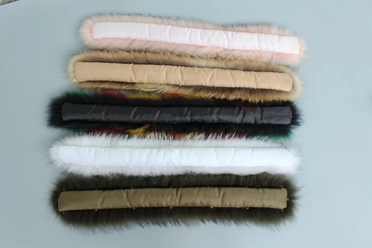 colors natural real raccoon fur hoody trim collar for parkas and winter coat jackets hooded genuine fur collar scarves femme 