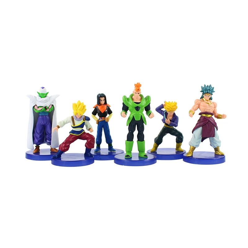 

6pcs/lot Dragon Ball Figures Son Goku Gohan Trunks Piccolo Android 16 17 Robot Model Toys
