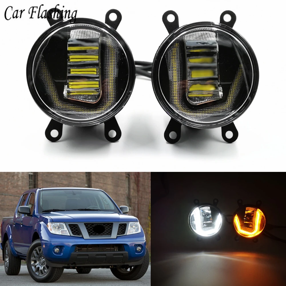 

3-IN-1 Functions Auto LED For Nissan Frontier 1998 - 2015 DRL Daytime Running Light Car Projector Fog Lamp with yellow signal