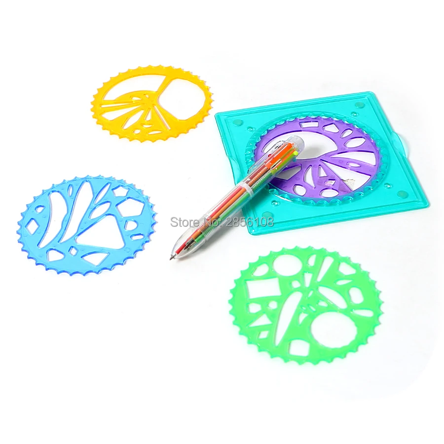 Спирограф игрушки для рисования набор 5 шт. аксессуары с красочной ручкой, Геометрическая линейка инструменты для рисования детей обучения живописи игрушки