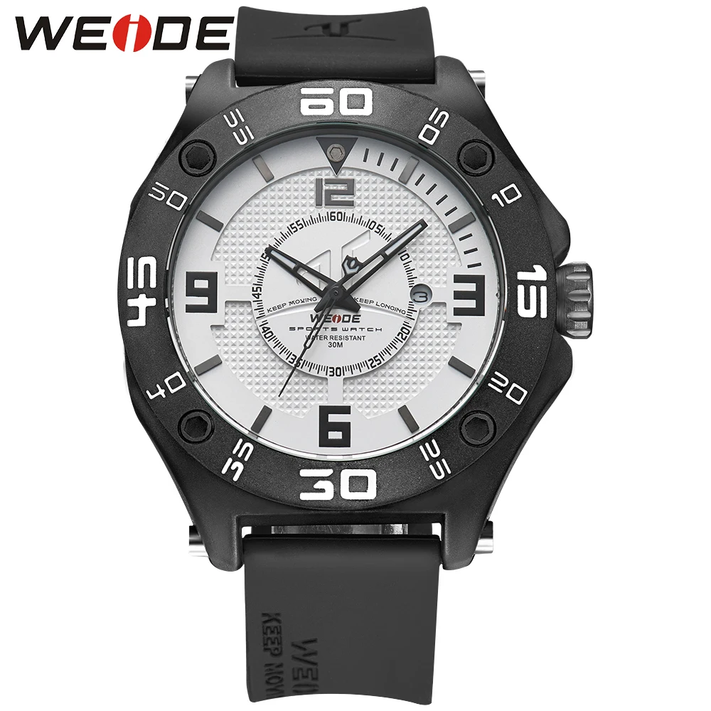 

WEIDE Top Luxury Men Sports Brand Watch Black Silicone Strap Band Clock Military Quartz Wristwatch Waterproof Relogio Masculino