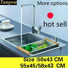 Бытовая кухонная ручная раковина одинарная мойка высокого качества 304 нержавеющая сталь Горячая Маленькая 50x43/55x45/58x43 см