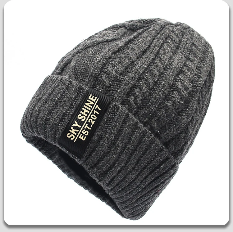 Утепленная зимняя шапка s с бархатом для женщин для мужчин Новые однотонные теплые мягкие трикотажные шапки Скалли лыжный вязать