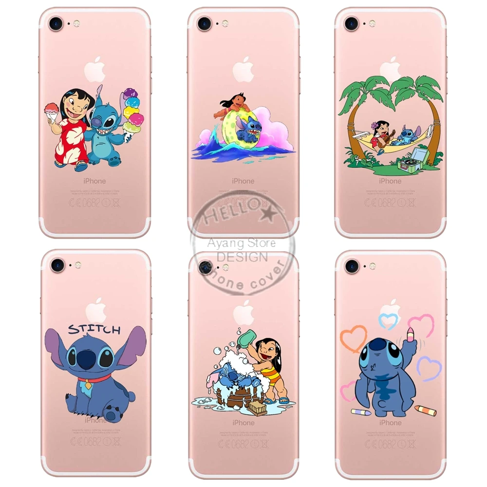 Cartoon cute Stitch soft silicone TPU Phone Case For iPhone X 10 5 5S