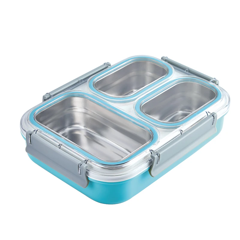 

304 Stainless Steel Grid Large Capacity Insulated Lunch Box Insulation Non-slip Anti-scalding Student Adult Portable Picnic